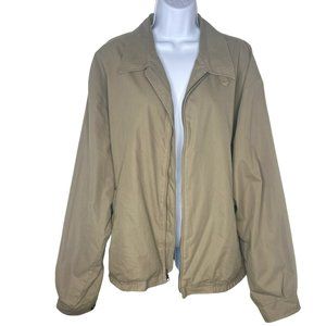 London Fog Bomber Jacket Khaki Zip Up Slanted Pockets Lined Men's Size XL REG